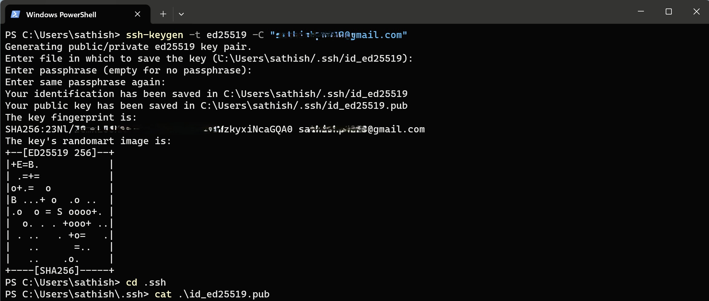Generating SSH key in Windows PowerShell